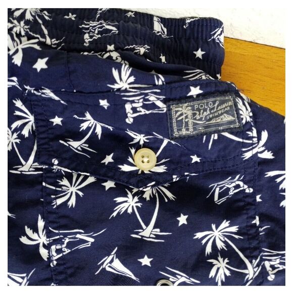 Polo Ralph Lauren Mens XL Sailboat All Over Print Swim Trunks Lined Drawstring - Picture 5 of 6